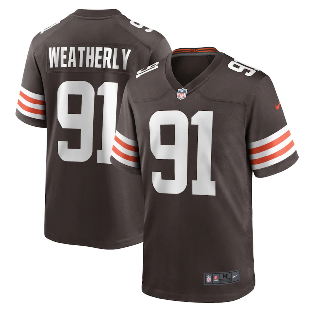 mens nike stephen weatherly brown cleveland browns game player jersey